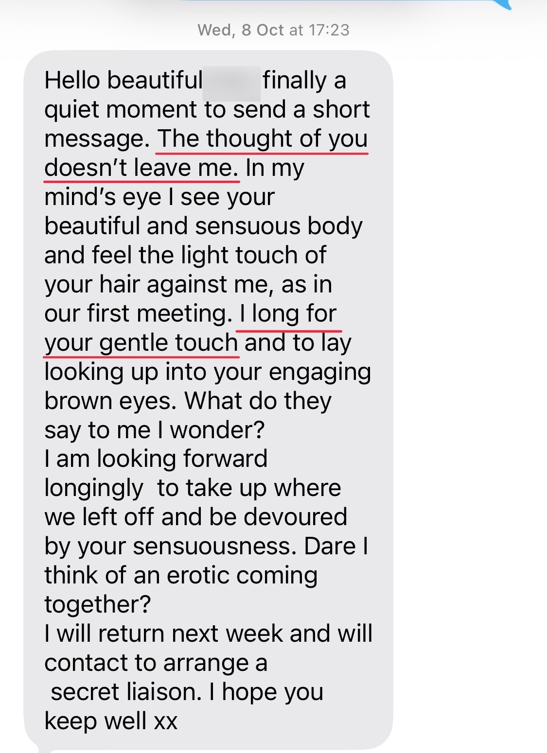 Message from a client