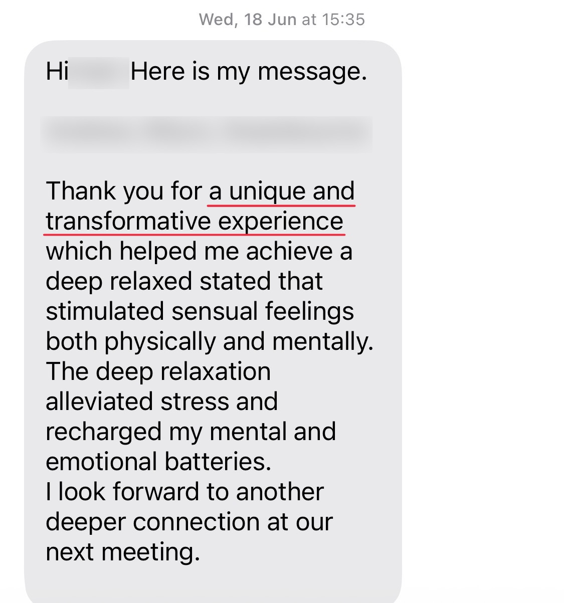 Message from a client