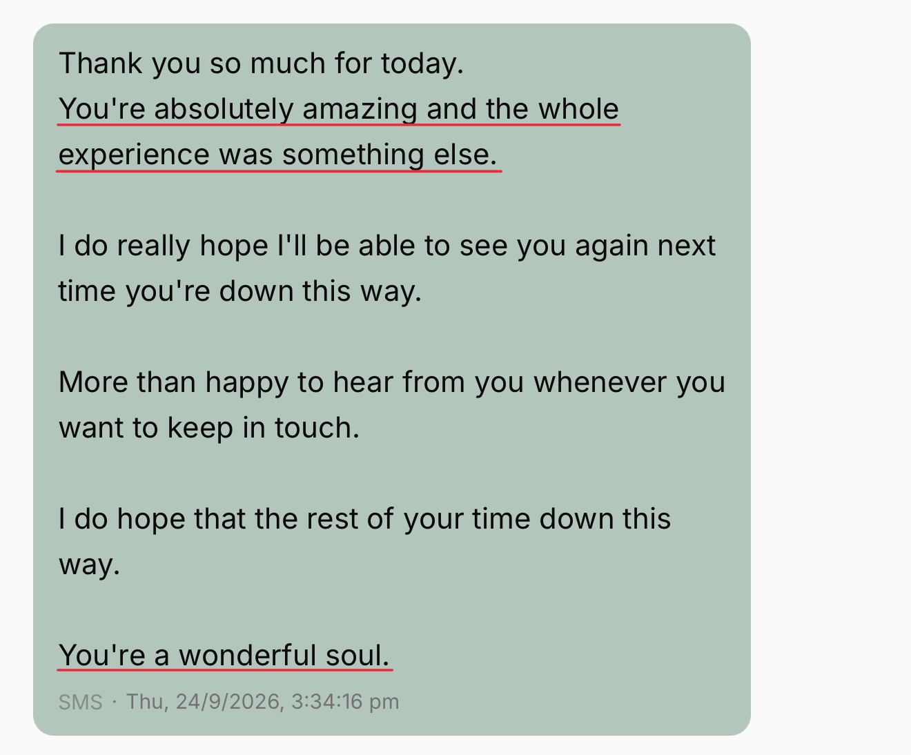 Message from a client
