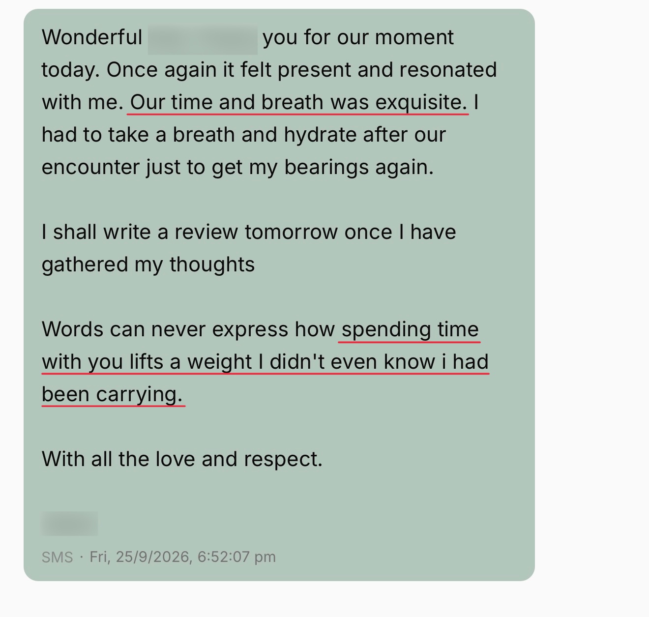 Message from a client